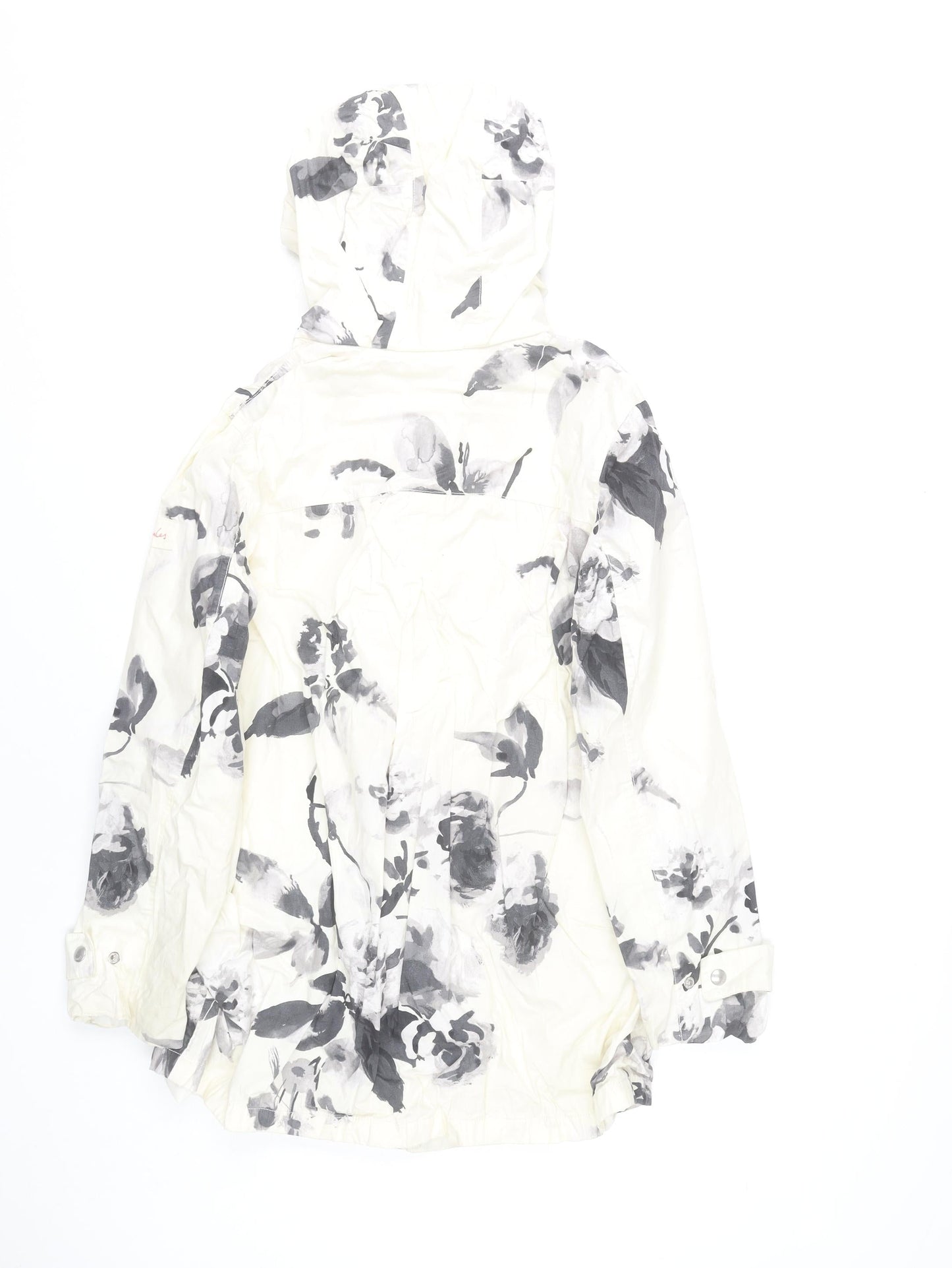 Joules Women’s White Floral Rain Coat UK 12 Waterproof Hooded