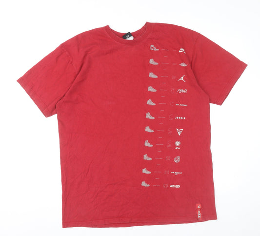 Nike Jordan Men's Red Graphic Print Basketball T-Shirt Size L