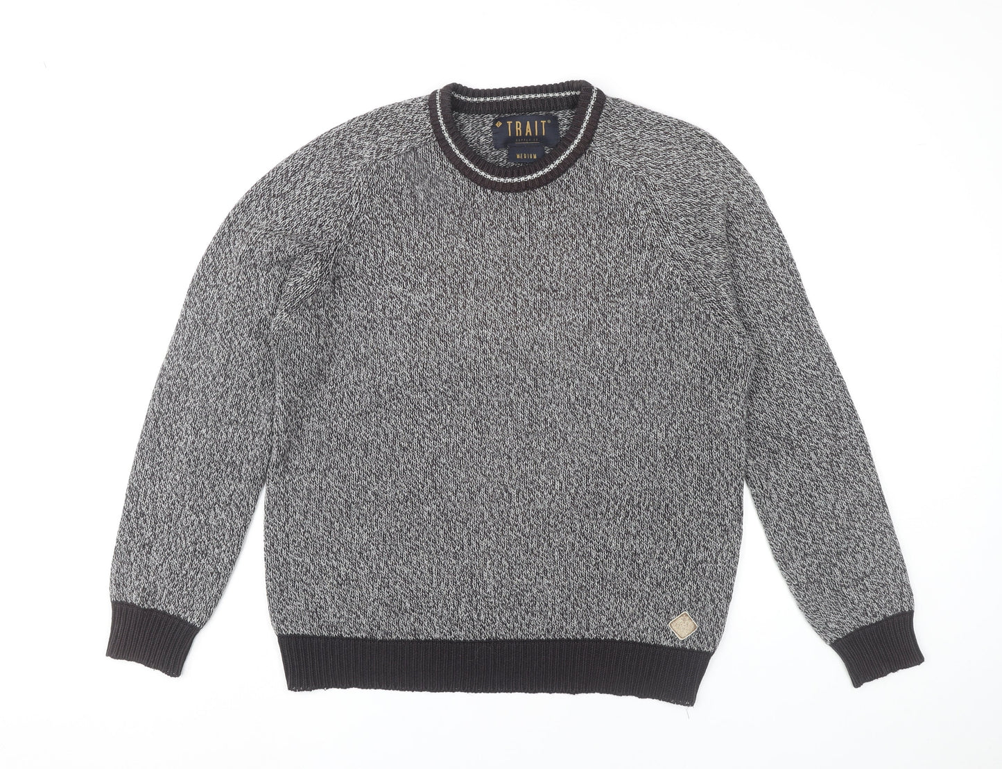 Trait Men’s Grey Knit Pullover Jumper Medium Wool Blend