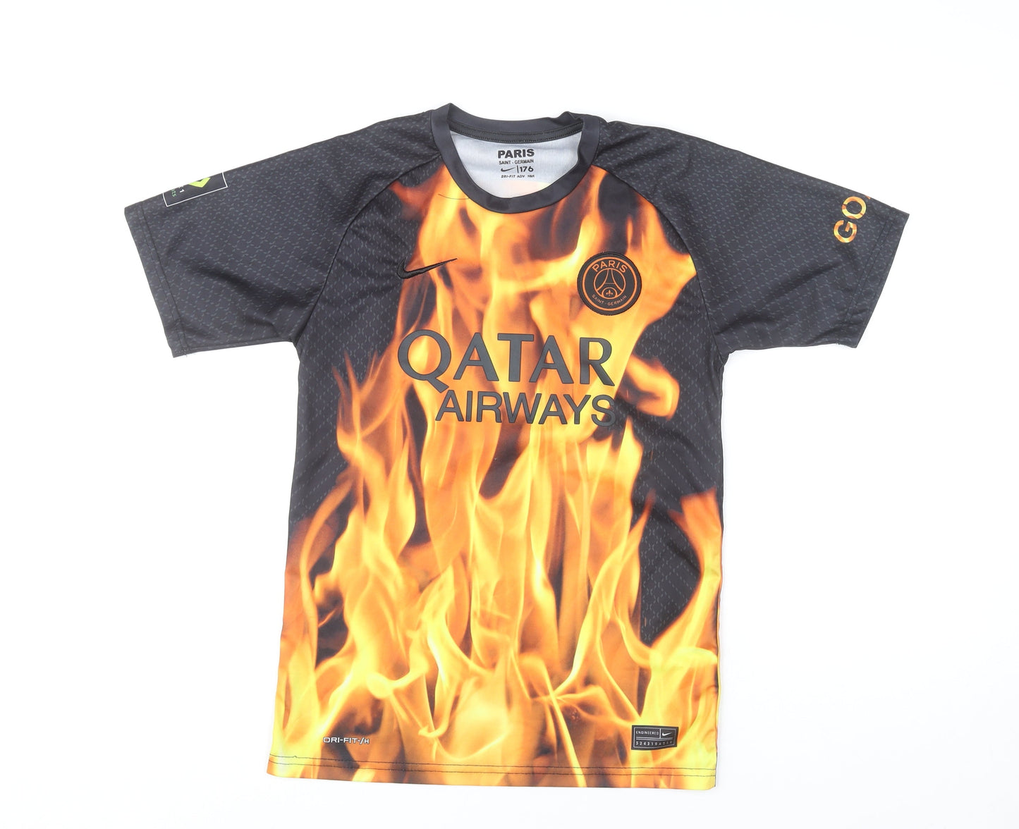 Nike PSG Boys Black Multicoloured Football Jersey T-Shirt Mbappe 16Y