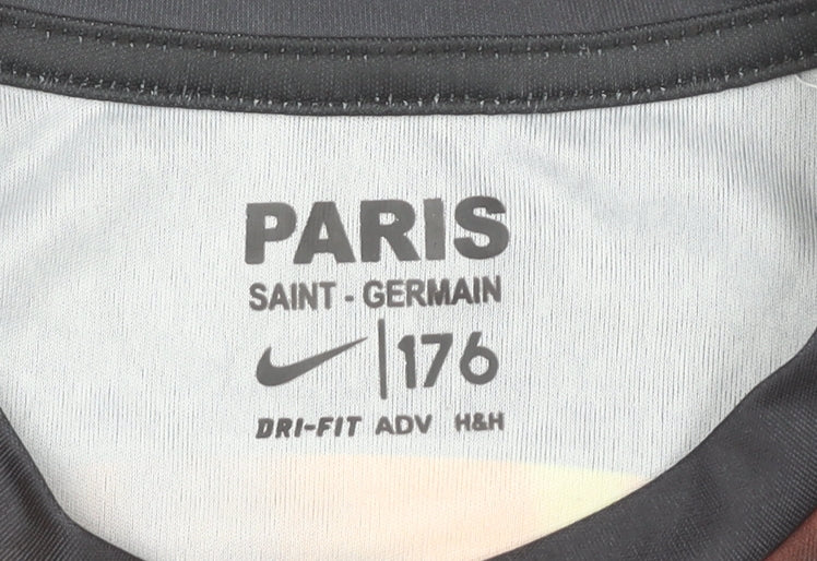 Nike PSG Boys Black Multicoloured Football Jersey T-Shirt Mbappe 16Y