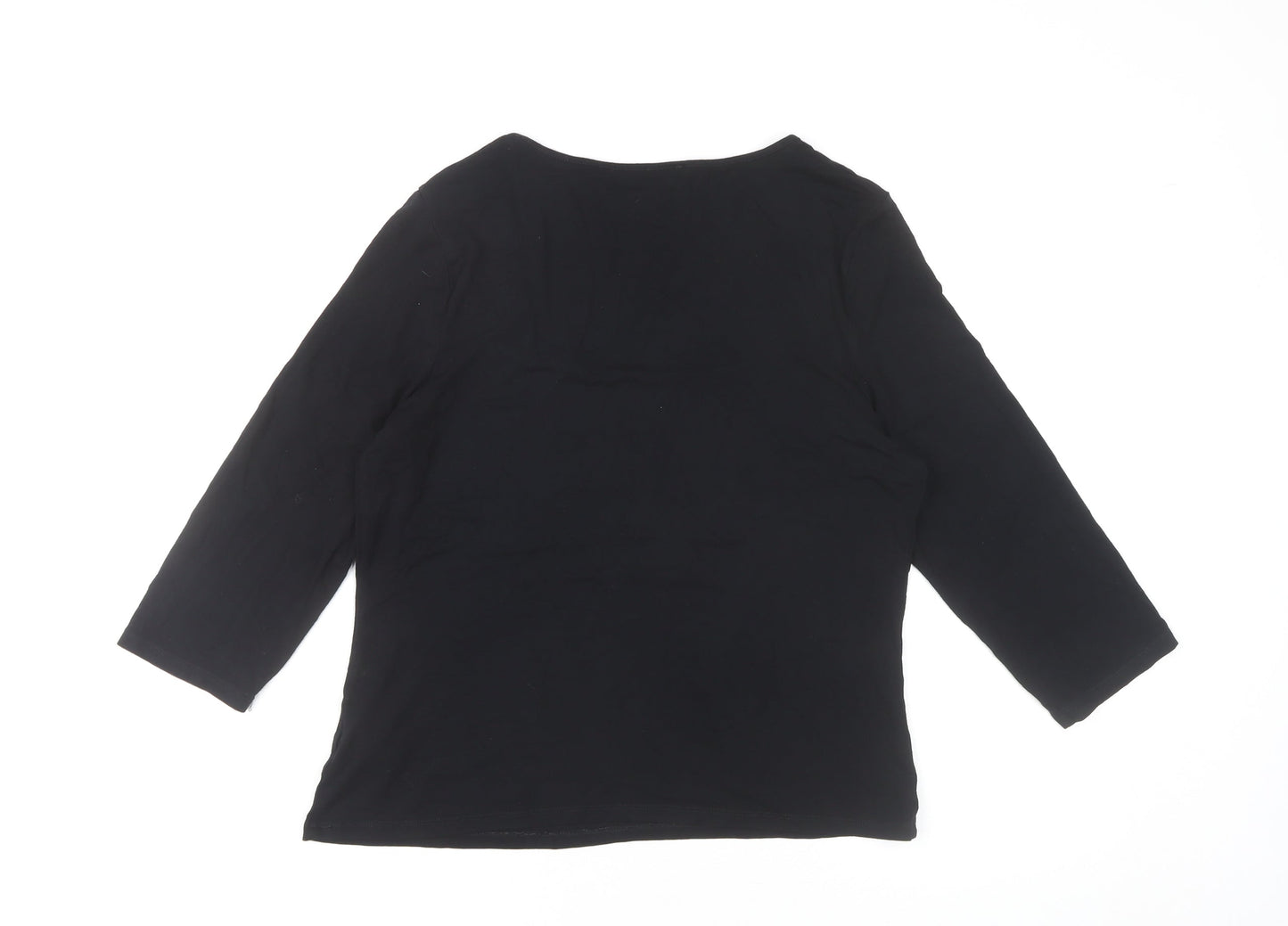 Marks and Spencer Womens Black Square Neck 3/4 Sleeve Blouse UK 14