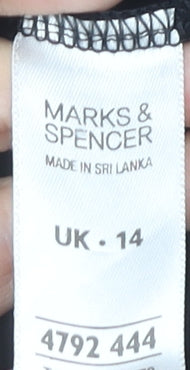 Marks and Spencer Womens Black Square Neck 3/4 Sleeve Blouse UK 14