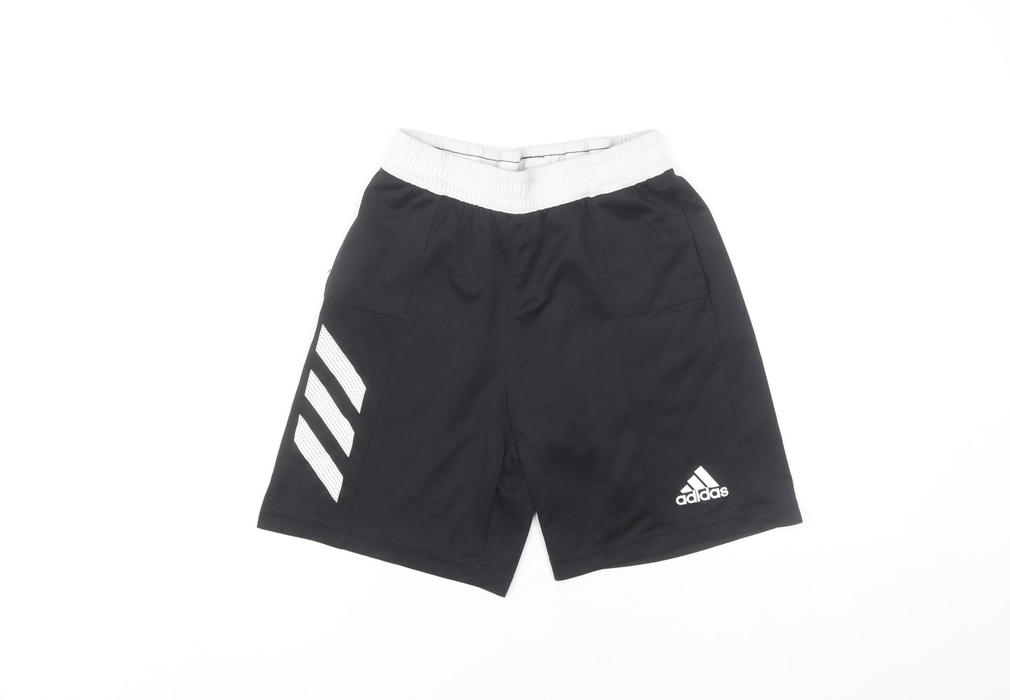 Adidas Boys Black 11-12 Years Athletic Sports Shorts Breathable Pockets