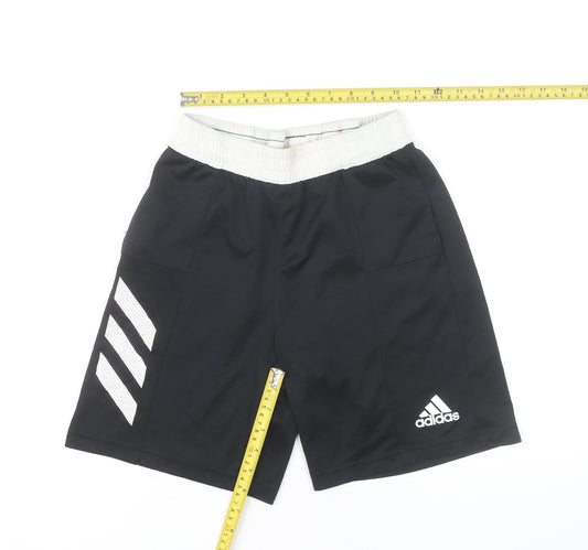 Adidas Boys Black 11-12 Years Athletic Sports Shorts Breathable Pockets