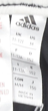 Adidas Boys Black 11-12 Years Athletic Sports Shorts Breathable Pockets