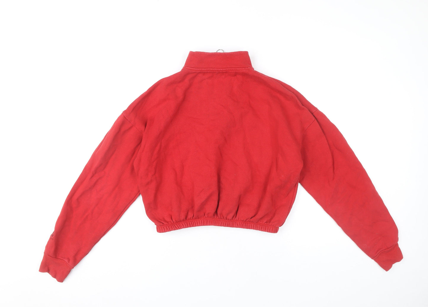 Pull&Bear Women Red Pullover Sweatshirt Size 12 1/4 Zip High Neck