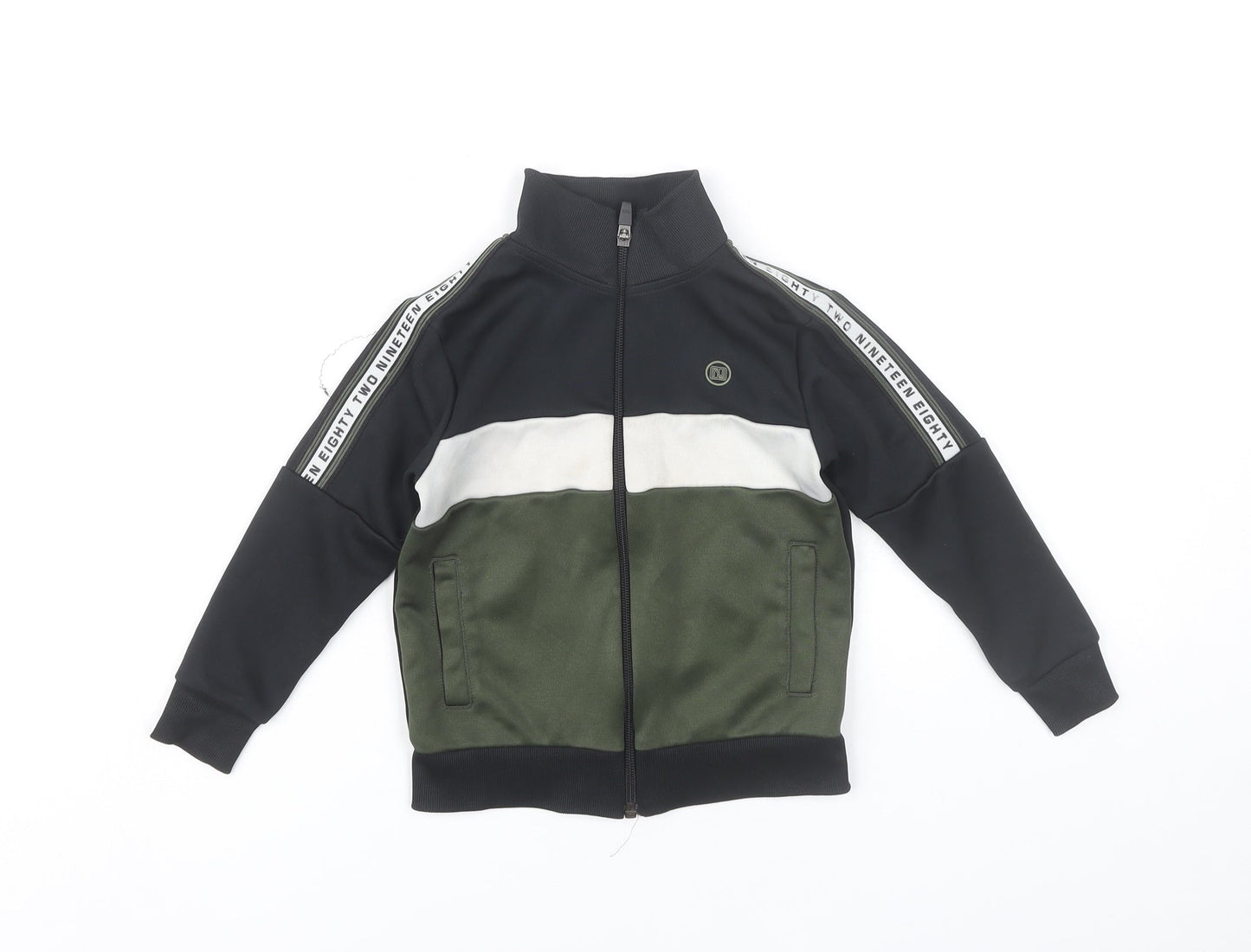 Next Boys Black Green Colourblock Track Jacket 3 Years Full Zip Sports
