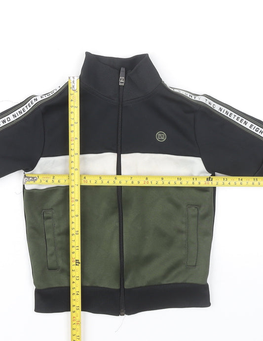 Next Boys Black Green Colourblock Track Jacket 3 Years Full Zip Sports