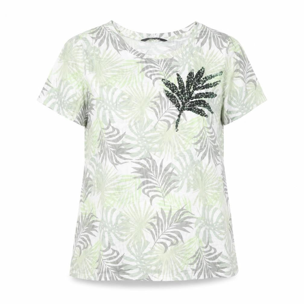 Bonmarché Womens Multicoloured Sequin Leaf T-Shirt Size 20