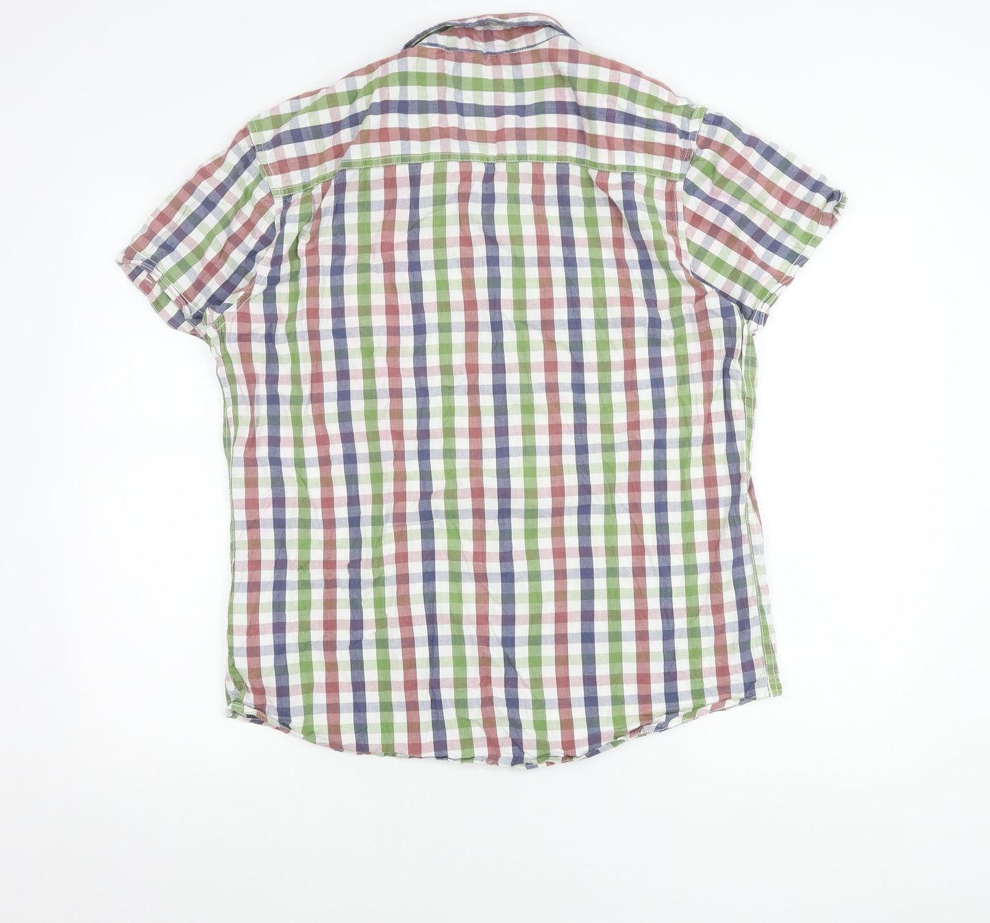 New Look Men’s Multicoloured XL Button-Up Short Sleeve Check Shirt