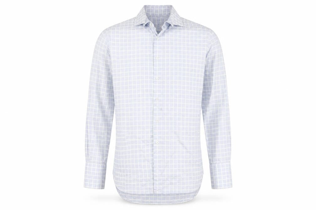 Haines & Bonner Men’s Blue Check Cotton Long Sleeve Button-Up Shirt 16.5 42in