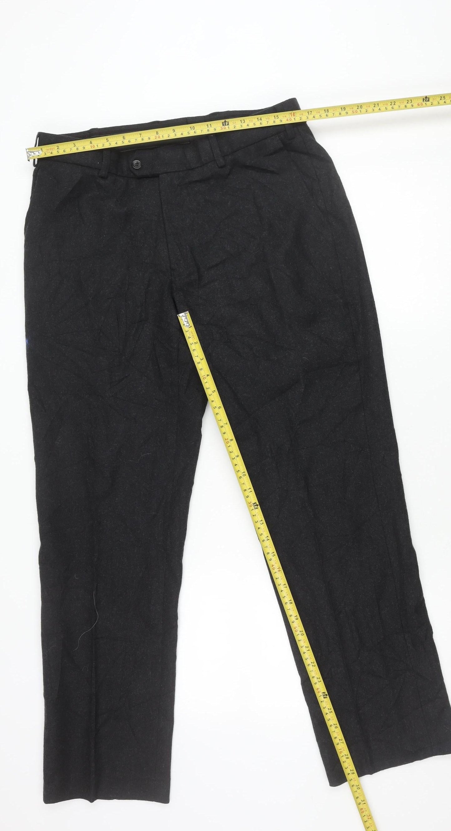 Lapidus Mens Black Wool Blend Dress Pants Size 34 Straight Leg