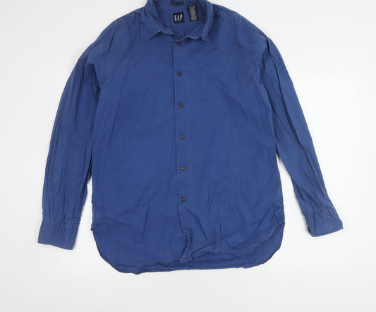GAP Men’s Blue Cotton Blend Long Sleeve Button-Up Shirt Size M