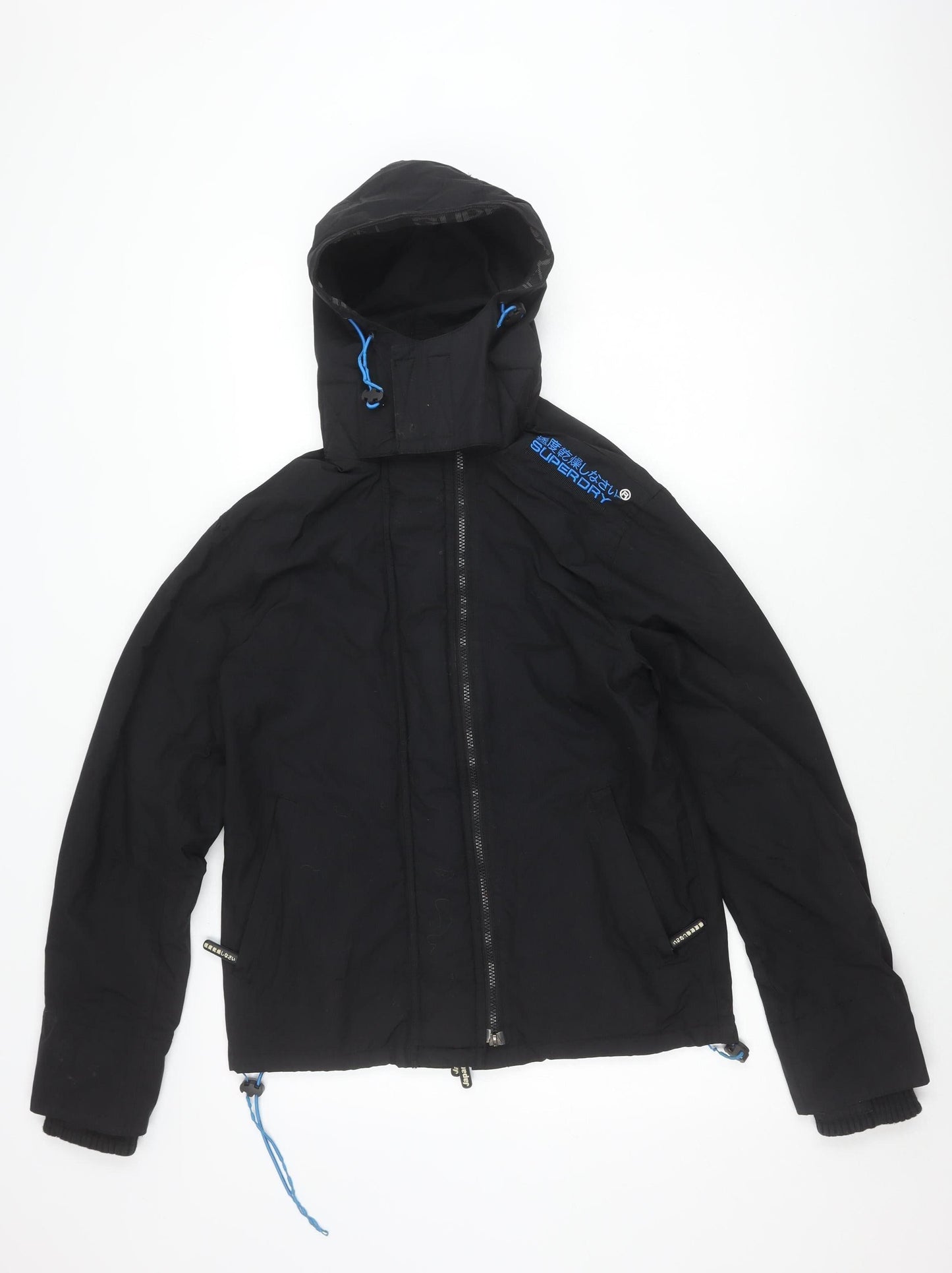 Superdry Men’s Black Windcheater Jacket M Hooded Full Zip