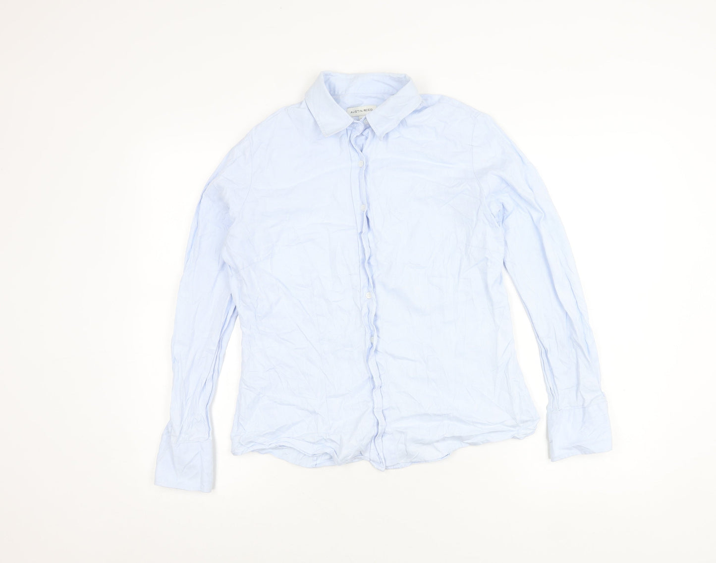 Austin Reed Womens Blue Cotton Button-Up Shirt Size 12 Long Sleeve