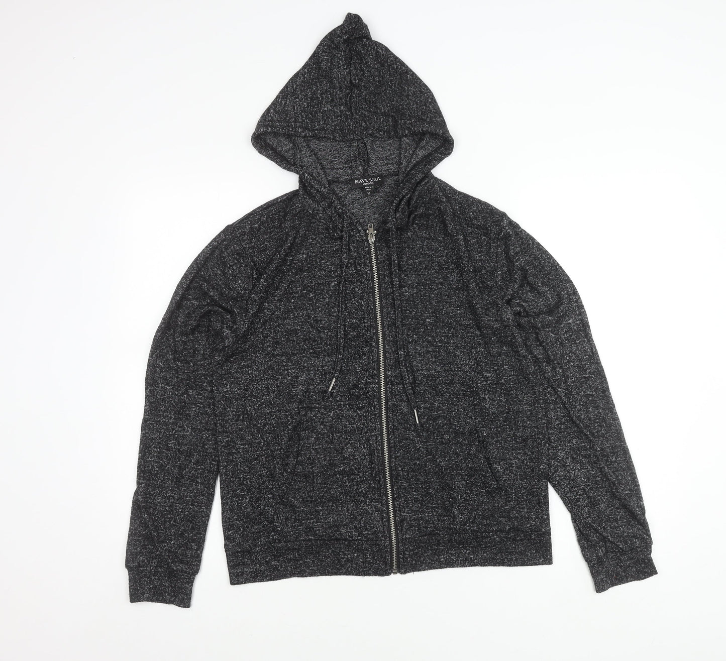 Brave Soul Women’s Black Hooded Zip Up Jacket Size M
