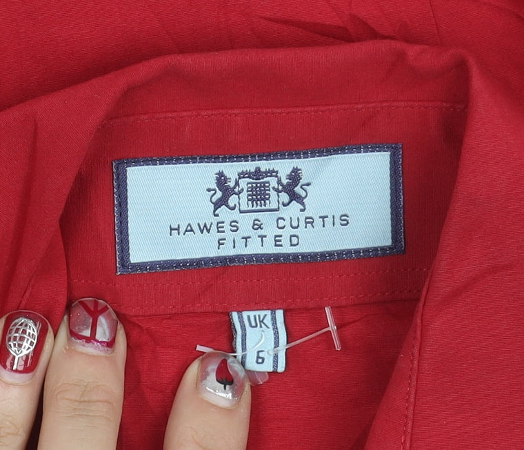 Hawes & Curtis Women’s Red Fitted Button-Up Shirt Size 6