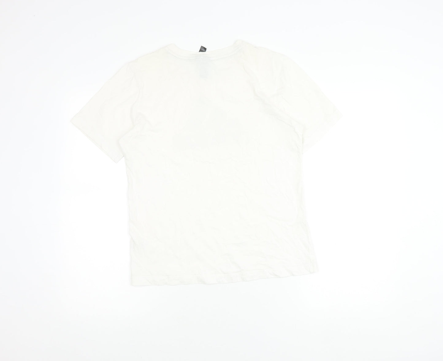 Adidas Boys White Cotton Logo T-Shirt Size 164 Short Sleeve Sports Tee