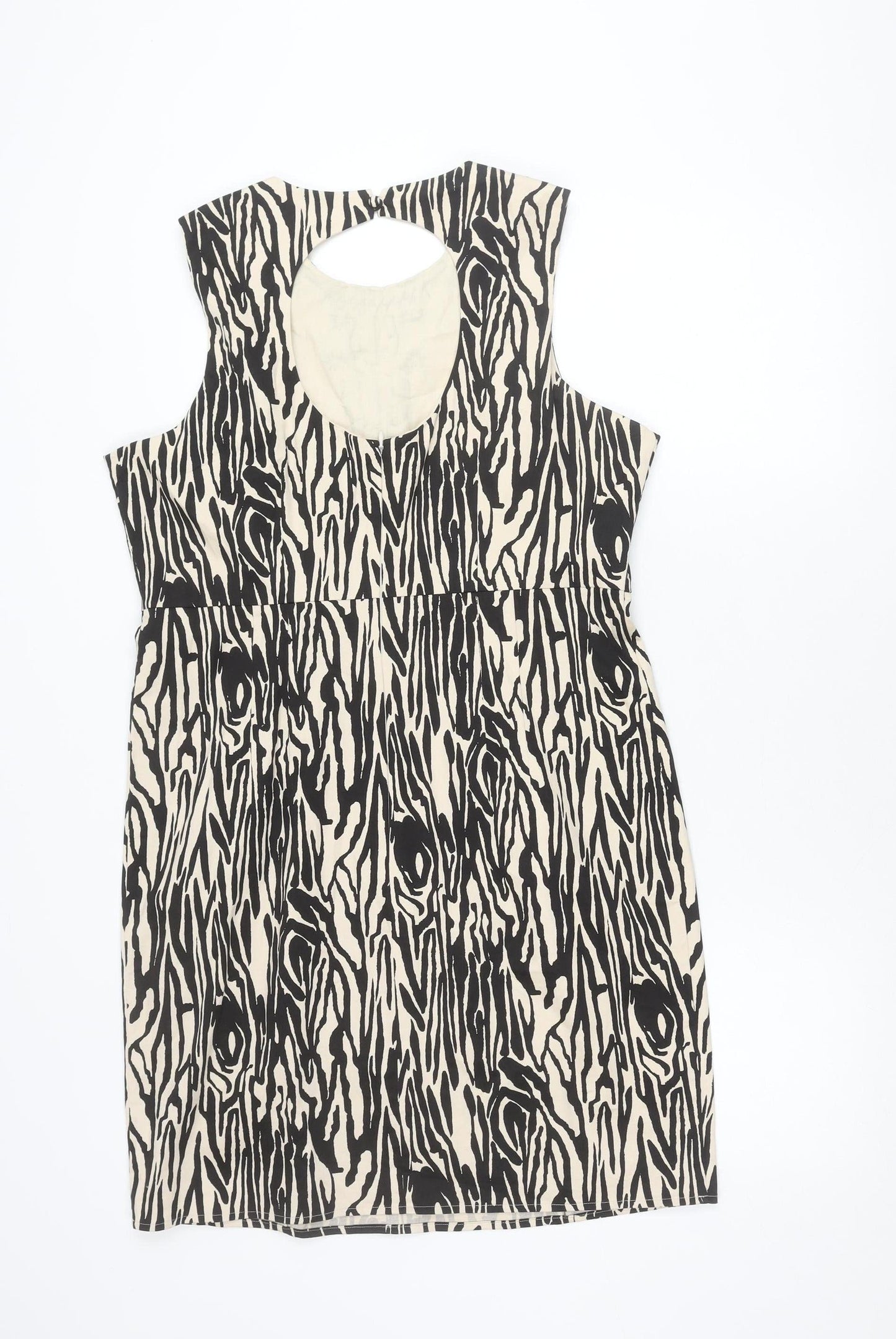 Et Vous Women’s Beige Black Animal Print Beaded Sheath Dress Size 16