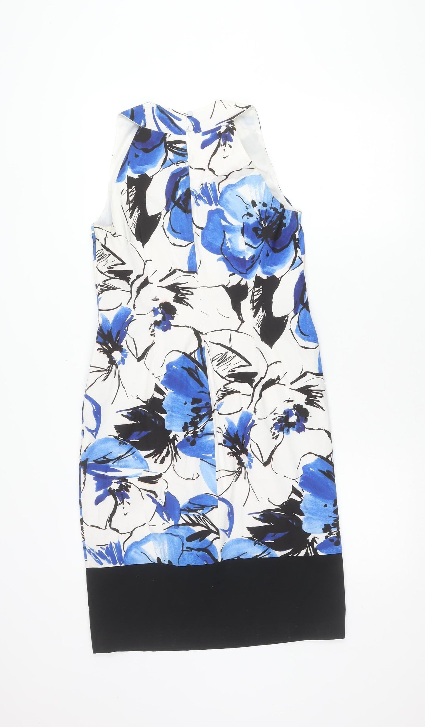 Coast Women’s Blue Floral Sheath Dress Size 10 V-Neck Sleeveless