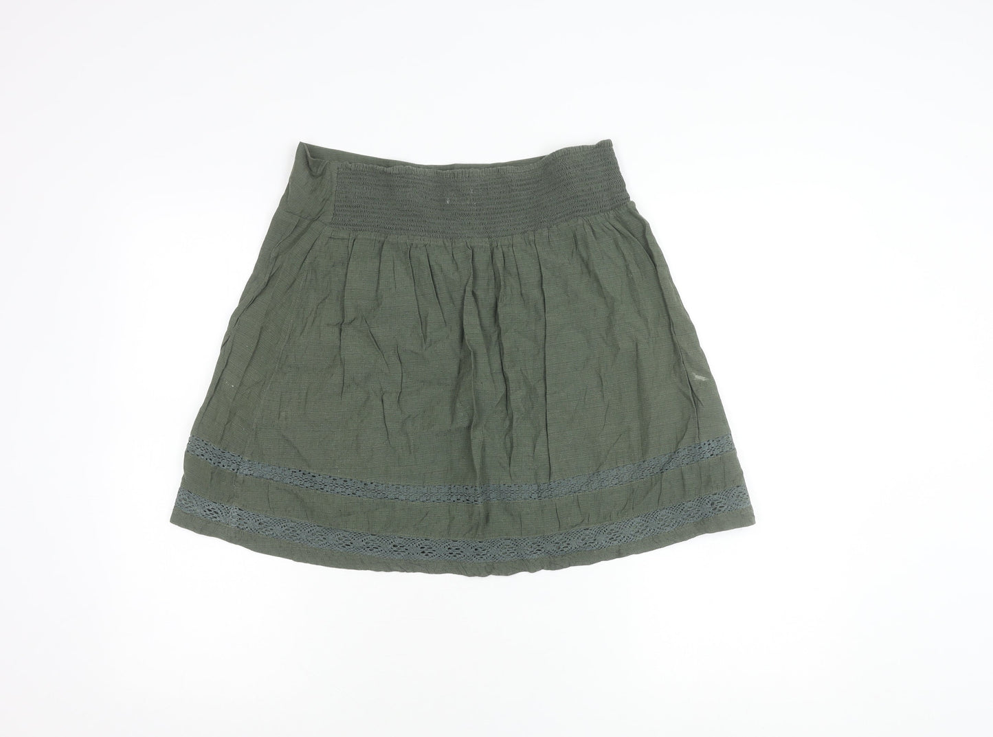 FatFace Women’s Green Cotton A-Line Lace Knee Length Skirt Size 12