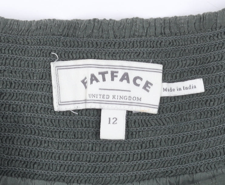 FatFace Women’s Green Cotton A-Line Lace Knee Length Skirt Size 12