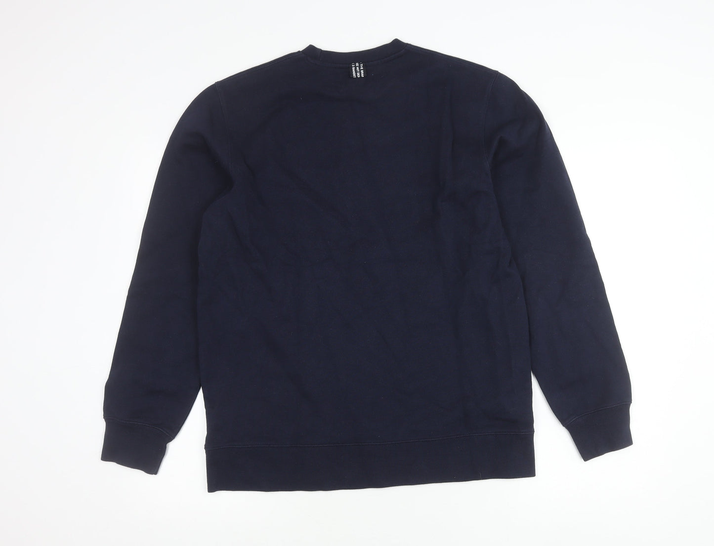 Adidas Mens Blue Medium Sweatshirt Pullover Crew Neck Logo Graphic