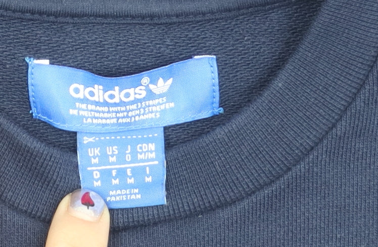 Adidas Mens Blue Medium Sweatshirt Pullover Crew Neck Logo Graphic
