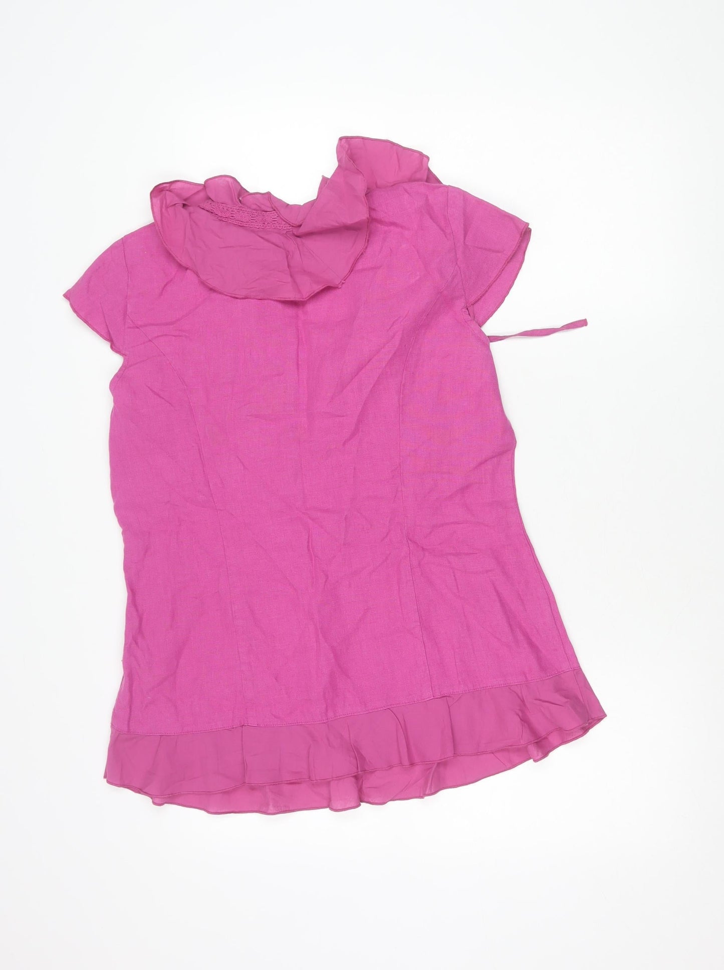 Marks and Spencer Per Una Women Pink Size 16 Cotton Ruffle Blouse