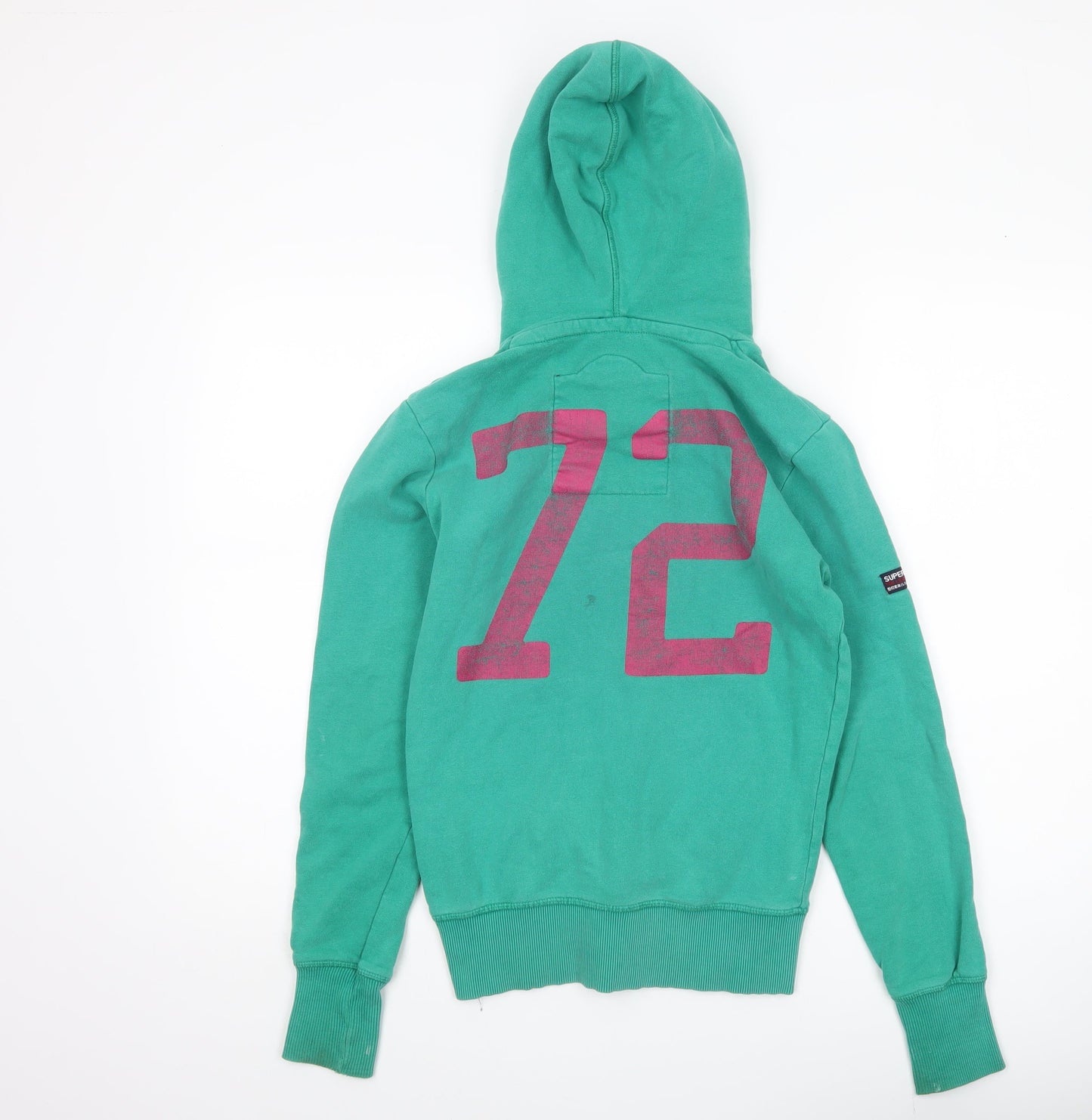 Superdry Women’s Green Pullover Hoodie XS Graphic Print Cotton