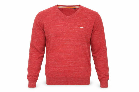 Superdry Mens Red V-Neck Cotton Cashmere Pullover Jumper Size L