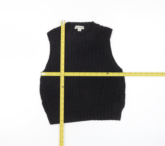 Whistles Womens Black Knit Cotton Tank Top Size M Sleeveless Crew Neck