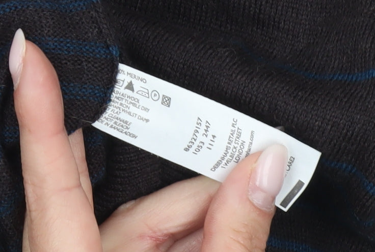 Jeff Banks Men’s Brown XL Striped Merino Wool Pullover Jumper