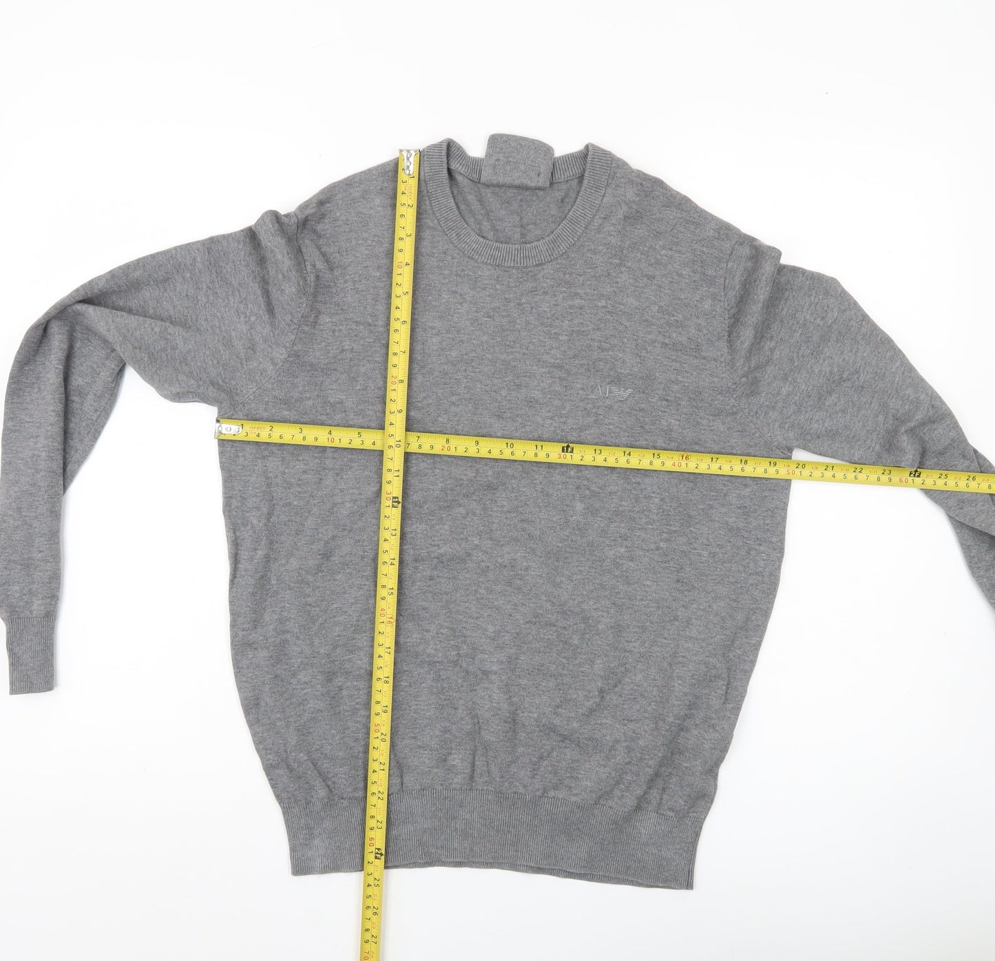 Armani Jeans Mens Grey Cotton Crew Neck Jumper Size M