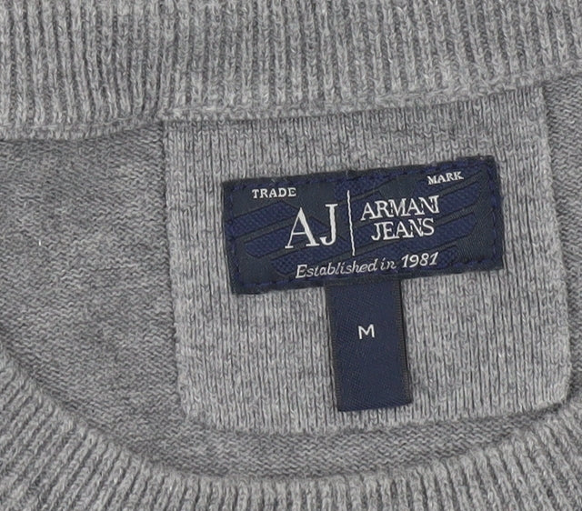 Armani Jeans Mens Grey Cotton Crew Neck Jumper Size M