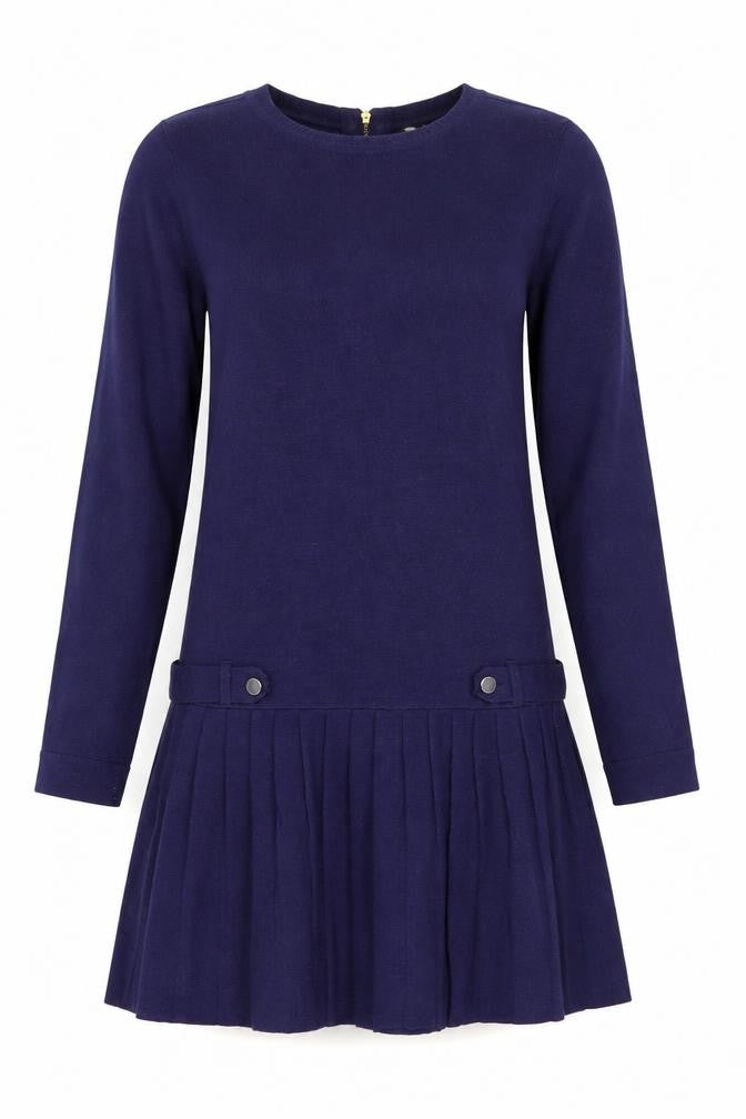 Whistles Women Purple Wool Blend Shift Dress UK 8 Long Sleeve