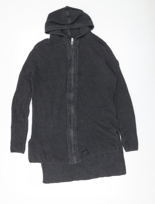 Firetrap Womens Grey Hooded Zip Cardigan Jumper M Regular