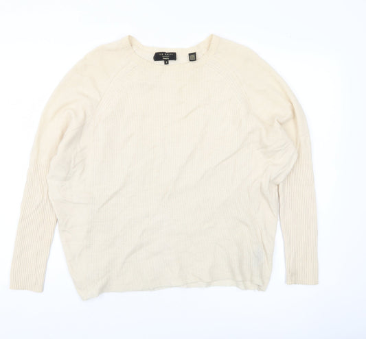 Ted Baker Women’s Ivory 100% Cashmere Crew Neck Jumper Size 10
