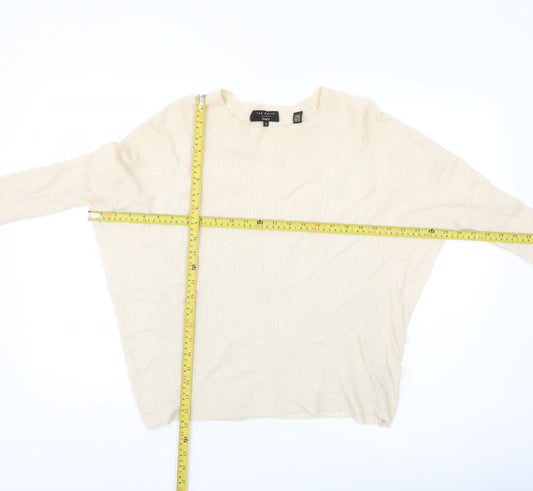 Ted Baker Women’s Ivory 100% Cashmere Crew Neck Jumper Size 10