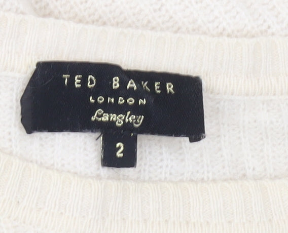 Ted Baker Women’s Ivory 100% Cashmere Crew Neck Jumper Size 10