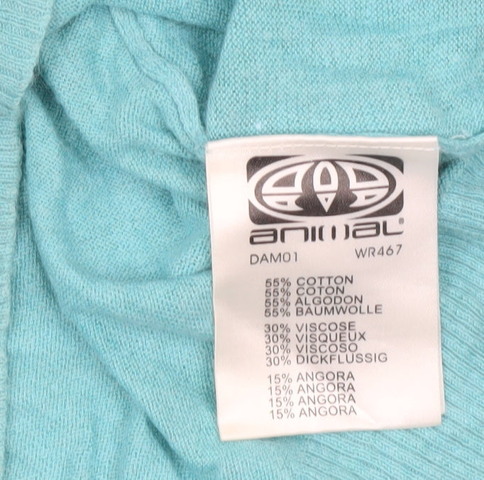 Animal Womens Blue Cotton Blend Pullover Jumper Size 12 Short Sleeve