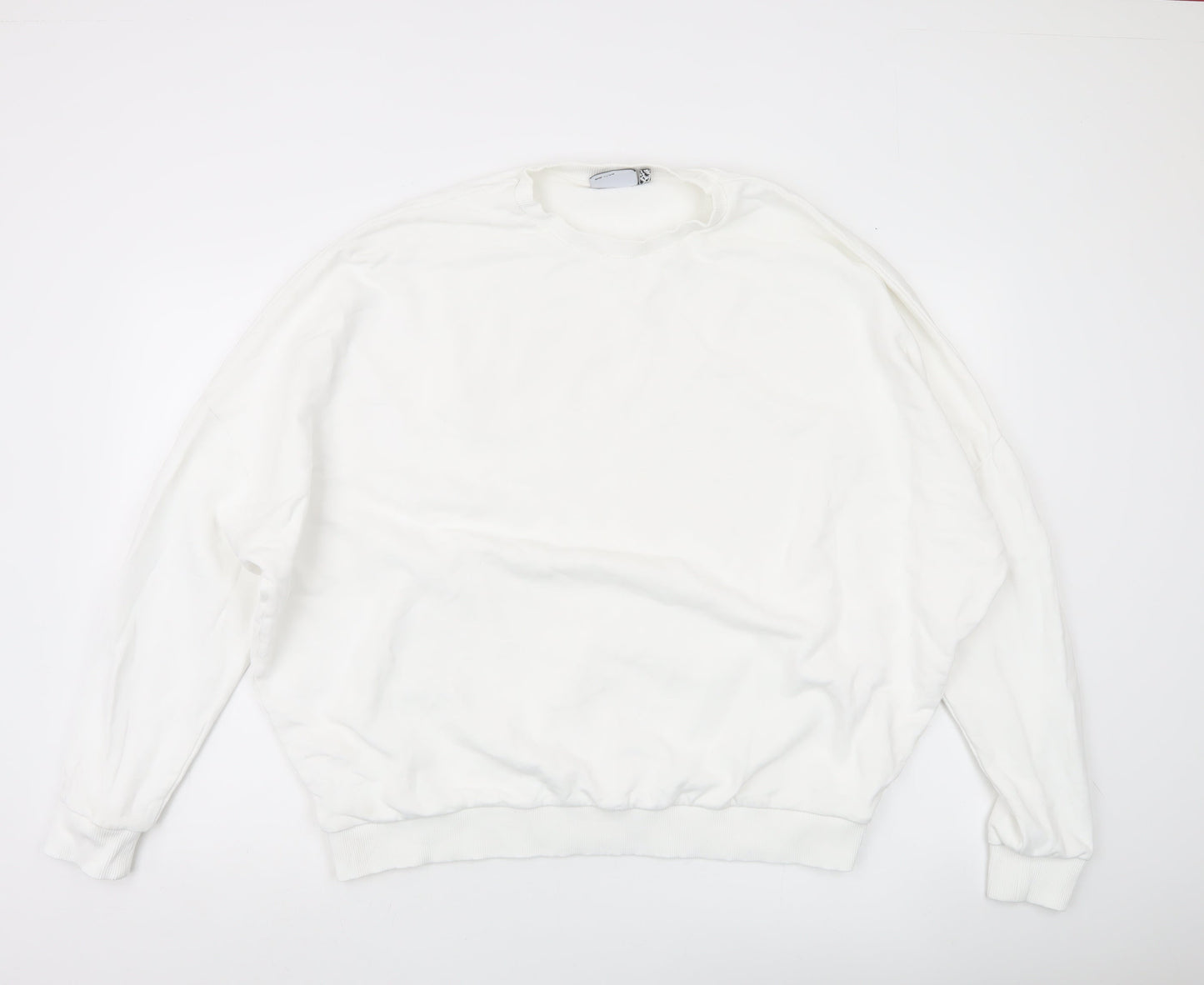 ASOS DESIGN Women’s White Crew Neck Pullover Sweatshirt Size L