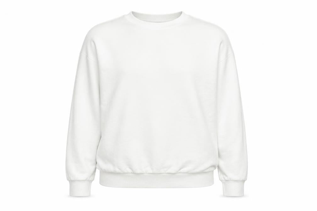 Front view of ASOS DESIGN Women’s White Crew Neck Pullover Sweatshirt, size L