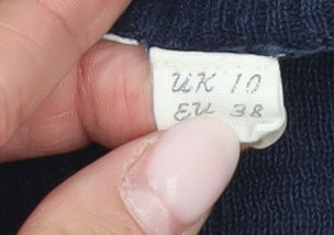 White Stuff Womens Blue Geometric Tunic Jumper UK 10 Linen Cotton