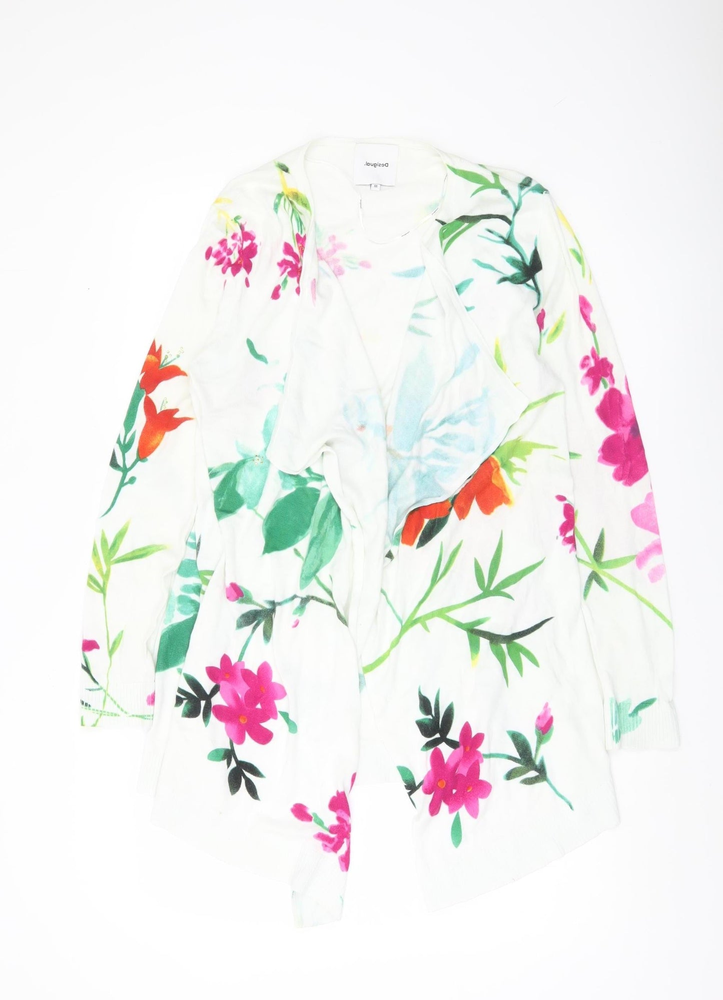 Desigual Womens Multicoloured Floral Cardigan M Lightweight Knit