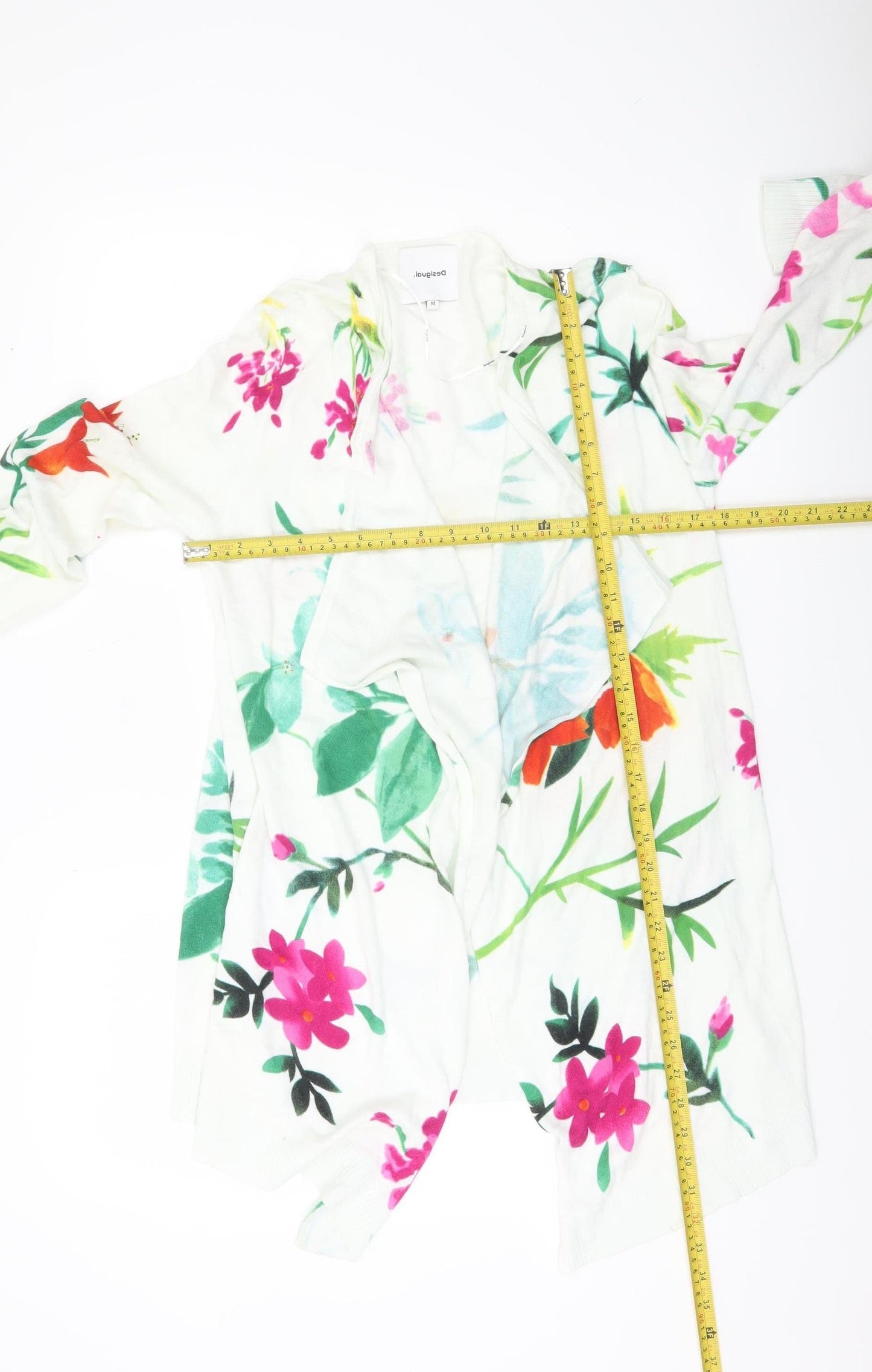 Desigual Womens Multicoloured Floral Cardigan M Lightweight Knit