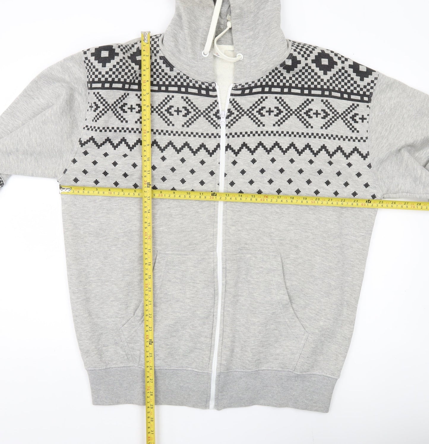 USA Apparel Mens Grey XL Full Zip Hoodie Geometric Print