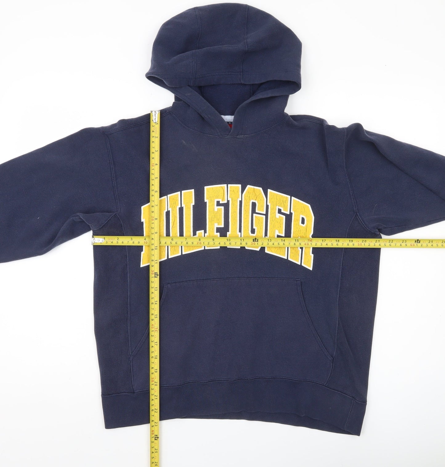 Tommy Hilfiger Womens Navy Blue Pullover Hoodie L Logo Graphic Cotton Blend