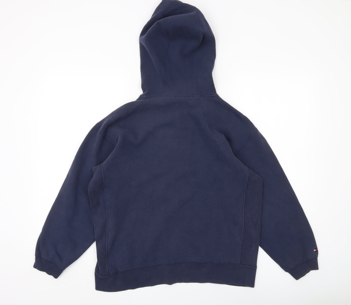 Tommy Hilfiger Womens Navy Blue Pullover Hoodie L Logo Graphic Cotton Blend